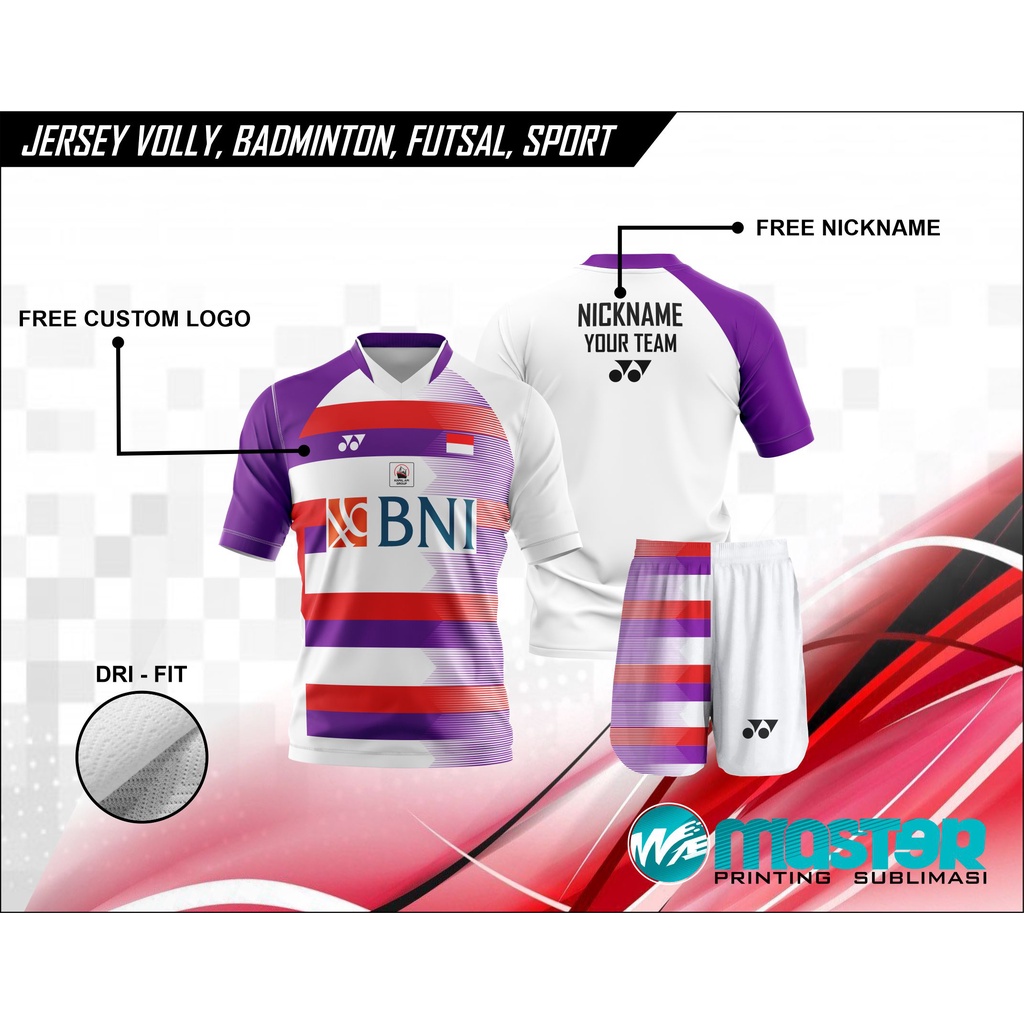 KAOS JERSEY  CUSTOM || BADMINTON || VOLLY || FUTSAL || TENIS MEJA CUSTOM II YY AE05 UNGU
