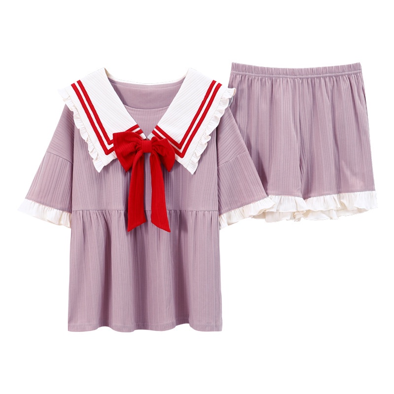 MR-05 set piyama sailor baju tidur wanita lengan pendek renda lolita import korea jepang