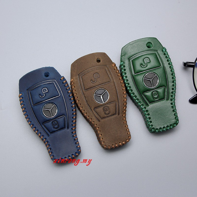 Case Pelindung Remote Kunci Mobil Keyless Bahan Kulit Untuk Mercedes Ben