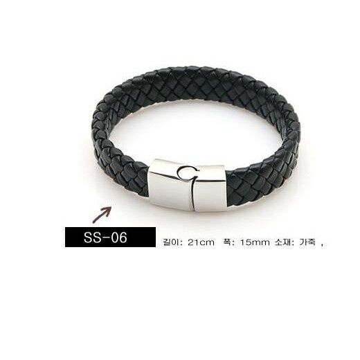 gelang kulit lilit kepang besar untuk pria wanita unisex LUXURY BRACELET LEATHER MAGNET STEEL KEREN