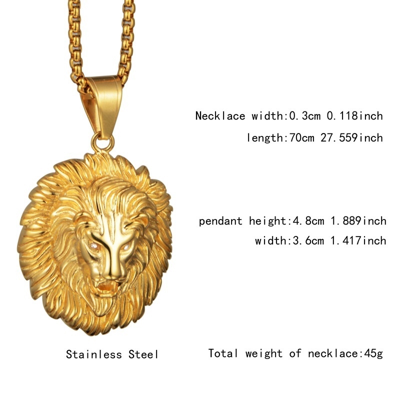 Fashion Pria Retro Mendominasi Lion Shape Liontin Kalung/Aksesoris Perhiasan Pesta