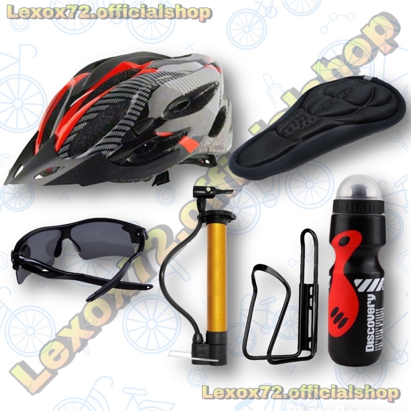 Helm sepeda MTB original taffsport  paket komplit isi 6 item murah berkualitas