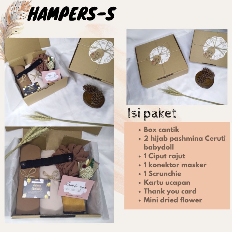 Hampers HIJAB PASHMINA CERUTY PREMIUM/GIFT BOX HIJAB/ HAMPERS ULTAH/ HAMPERS WISUDA(FREE BUBBLEWRAP)