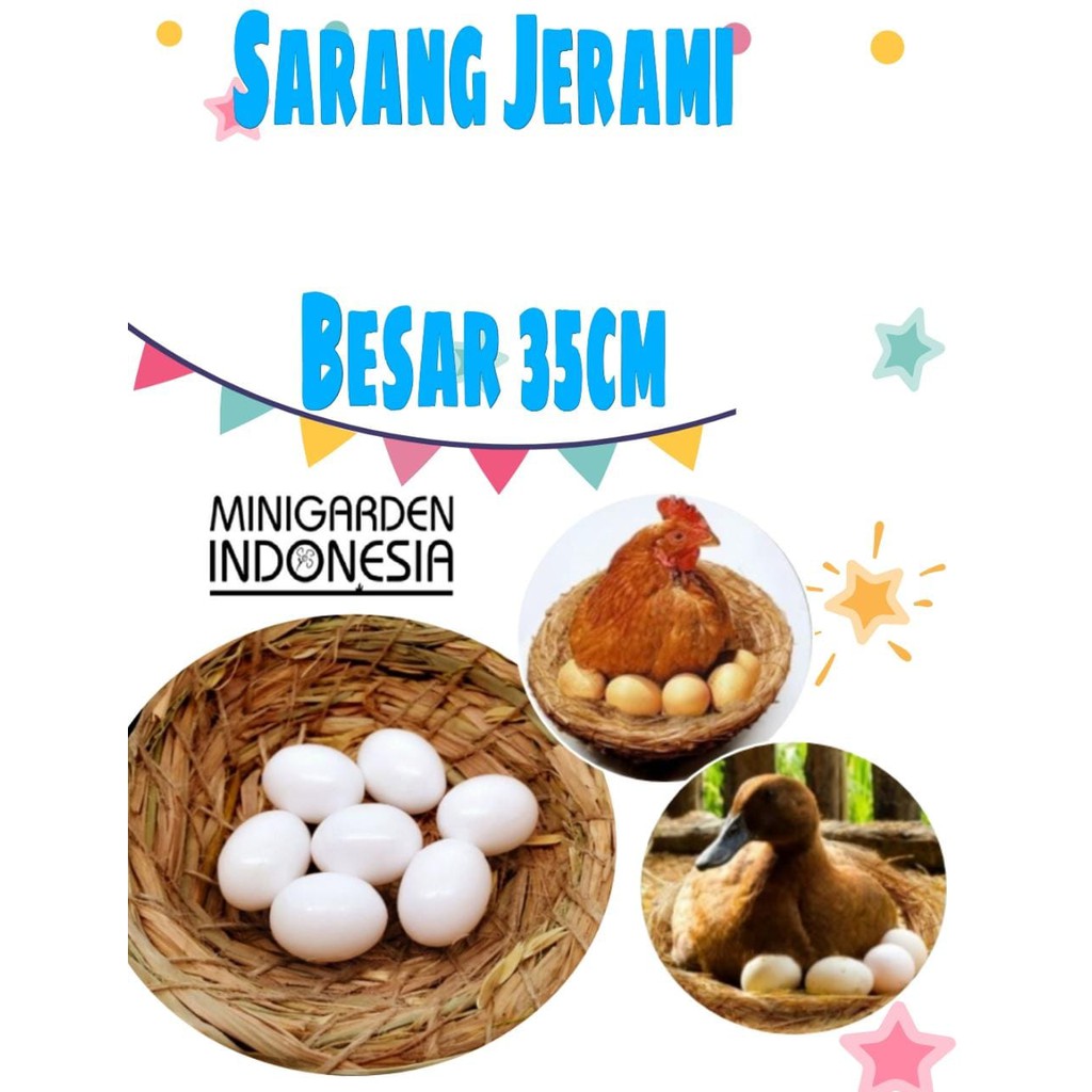 SARANG JERAMI BESAR 35 CM tarangan ayam sarang susuh serat jerami tempat bertelur rumah anak unggas