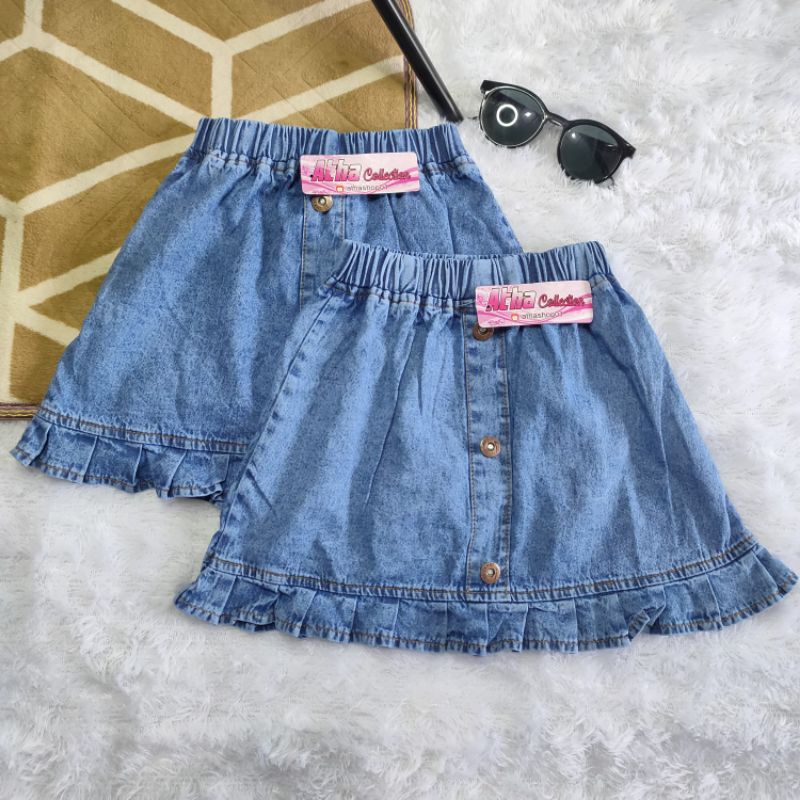 ROK JEANS PENDEK ANAK  REMPEL USIA 1 - 7 TAHUN