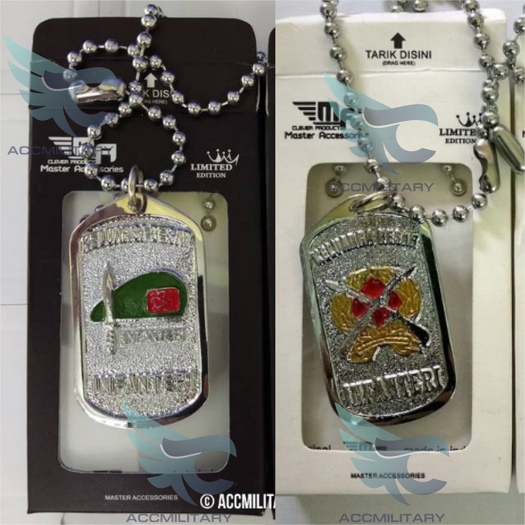 Kalung INFANTERI DOG TAG Logo Infanteri Baret Logo Kalung Rantai Kalung Pria Kalung Wanita Kalung Cu