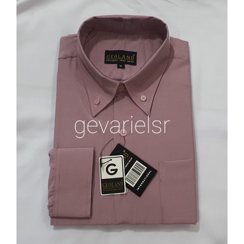 Kemeja Pria Geoland Dusty Pink Polos Lengan Panjang