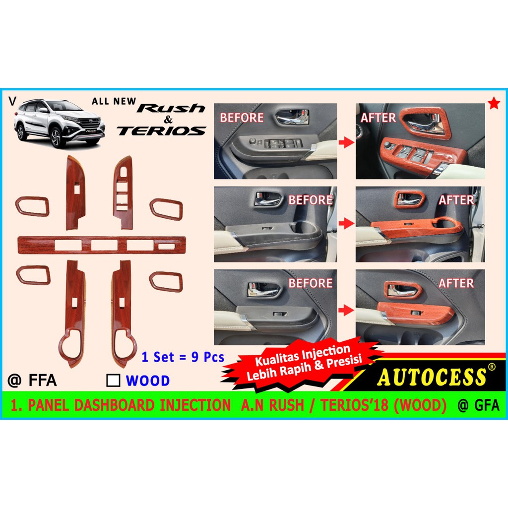 Panel Wood  All New FORTUNER 10 Pcs Dashboard