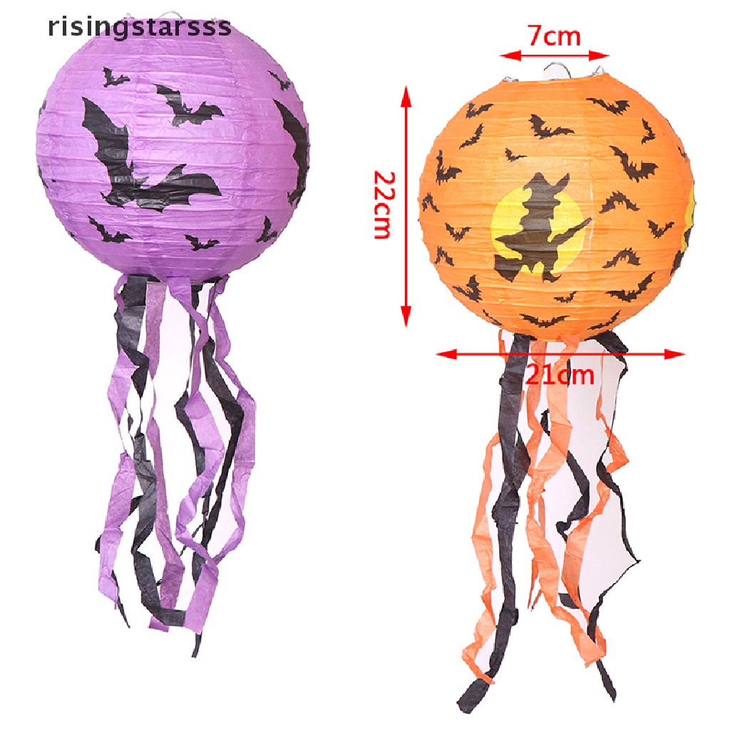 Rsid Span-new Halloween Lampion Kertas Pumpkin Spider Skull Bat Hanging Lantern Dekorasi Halloween