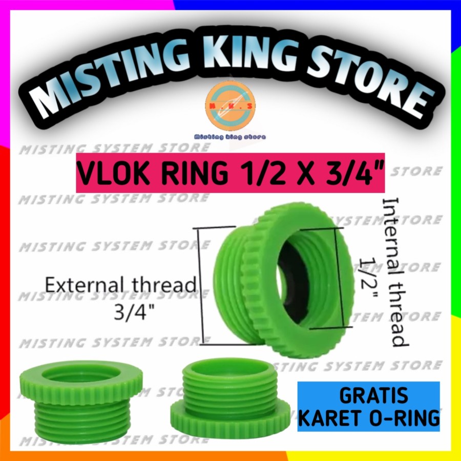 VLOK RING 3/4 X 1/2 TAP ADAPTER QUICK CONNECTOR RELEASE KERAN KRAN AIR