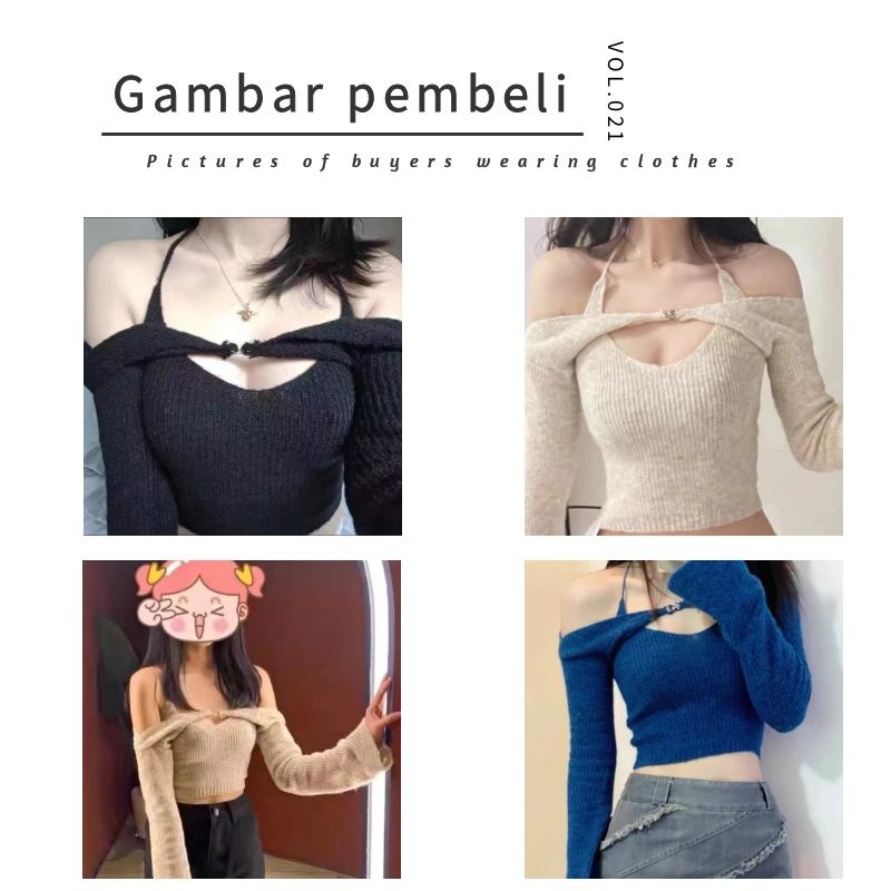 Suhao Single atau Hell Song Zhiya Sama Biru Sweater Wanita Tanpa Lengan Dua-piece Spice Girl Top Knitwear Musim Dingin