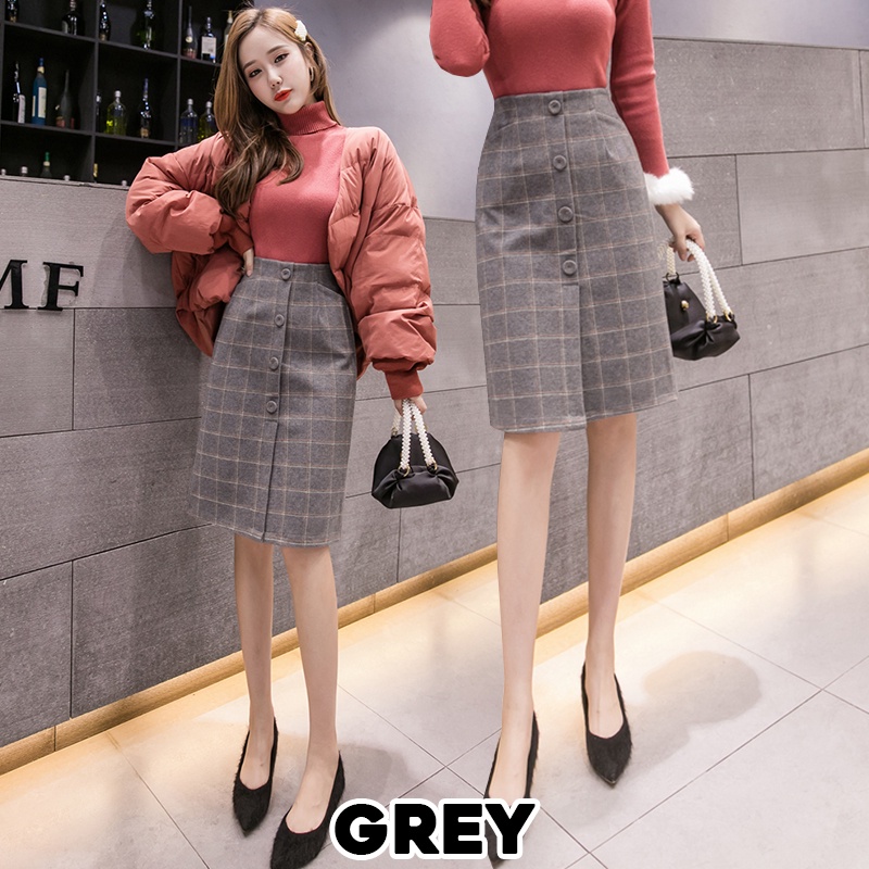 KARAKOREA 1188 Pocket Midi Banding Heejin Skirt/Rok Midi/Korean Women Skirt/Rok Korea Skirt