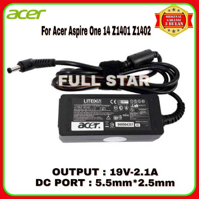 Adaptor Charger Original Laptop Acer Aspire One 14 Z1401 Z1402 19V 2.1A DC 5.5mm*2.5mm