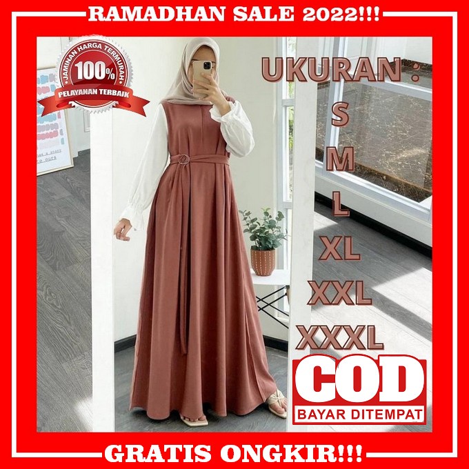 Meisie Set Gamis Iner + Outer Terbaru 2022 Gamis Jumbo Full Furring Baju Kondangan Gamis Jumbo Terba