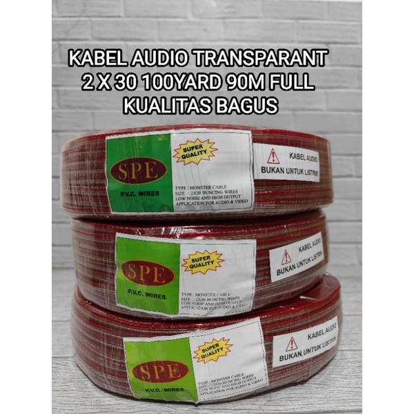 HARGA 1 ROLL Kabel AUDIO Transparant 2x30 100 YARD 90M FULL Kabel Audio LISTRIK TRANSPARAN KUALITAS BAGUS TERJAMIN