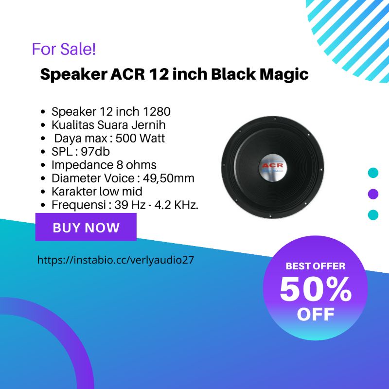 Speaker ACR 12 inch Full Range Acr Black Magic 1280