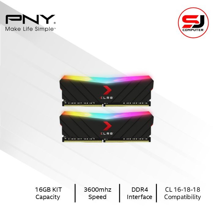 Ram PNY XLR8 RGB Black 16GB KIT DDR4 3600Mhz | Memory Longdim PC