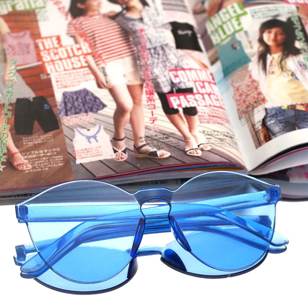 Kacamata Jelly Pria Wanita Kacamata Fashion Murah / Kaca Mata Candy Sunglasses Korea Warna Warni-12. Blue