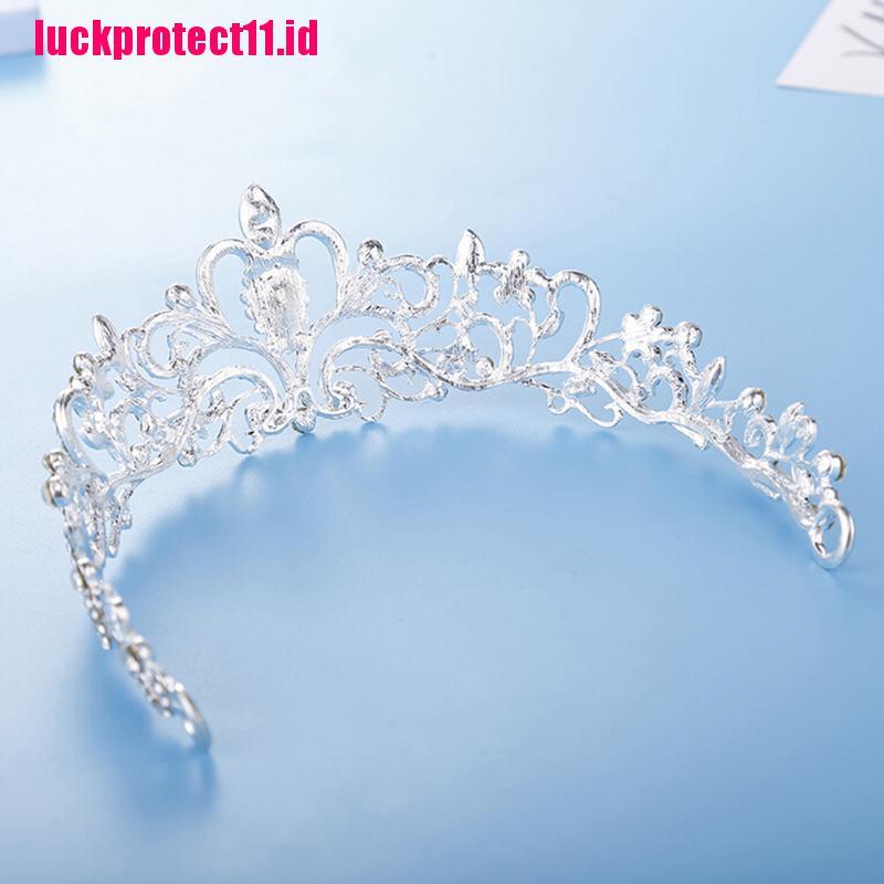 (LUCK) Mahkota / Tiara Hias Berlian Imitasi Gaya Elegan Untuk Pengantin Wanita