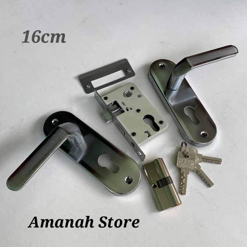 Handle pintu 1 SET KUNCI Gembok pintu rumah / Gagang pintu rumah stainless 16cm