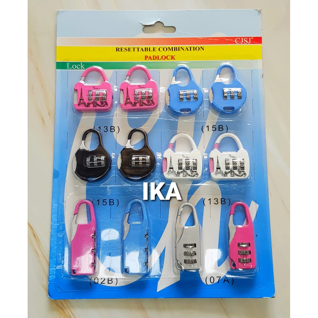 GEMBOK SWISS ZIPPER LOCK 1PACK ISI 12 GEMBOK / KUNCI KOPER KEYCHAIN GEAR ARMY LOCK (PAKAI NOMOR)