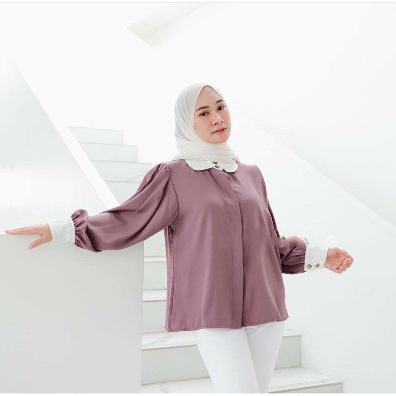 KEMEJA ATASAN WANITA / KEMEJA BASIC / KEMEJA KERJA / BLOUSE WANITA TERBARU / BAJU ATASAN CEWEK POLOS KEKINIAN KOREAN STYLE