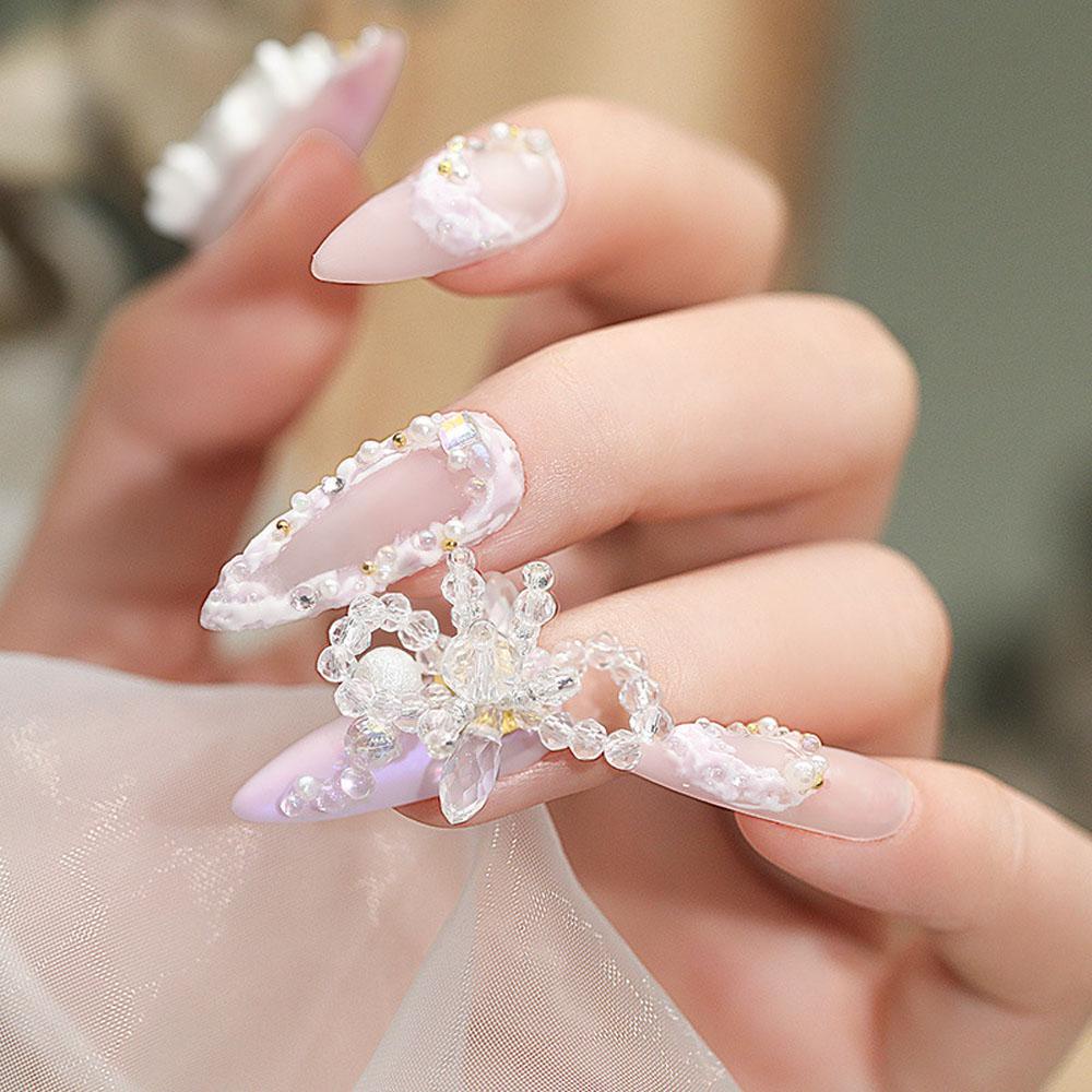 AUGUSTINA Augustina Hiasan Ikatan Simpul Kuku 1Pc Kupu Busur Kristal Mengkilap DIY Nail Art Dekorasi