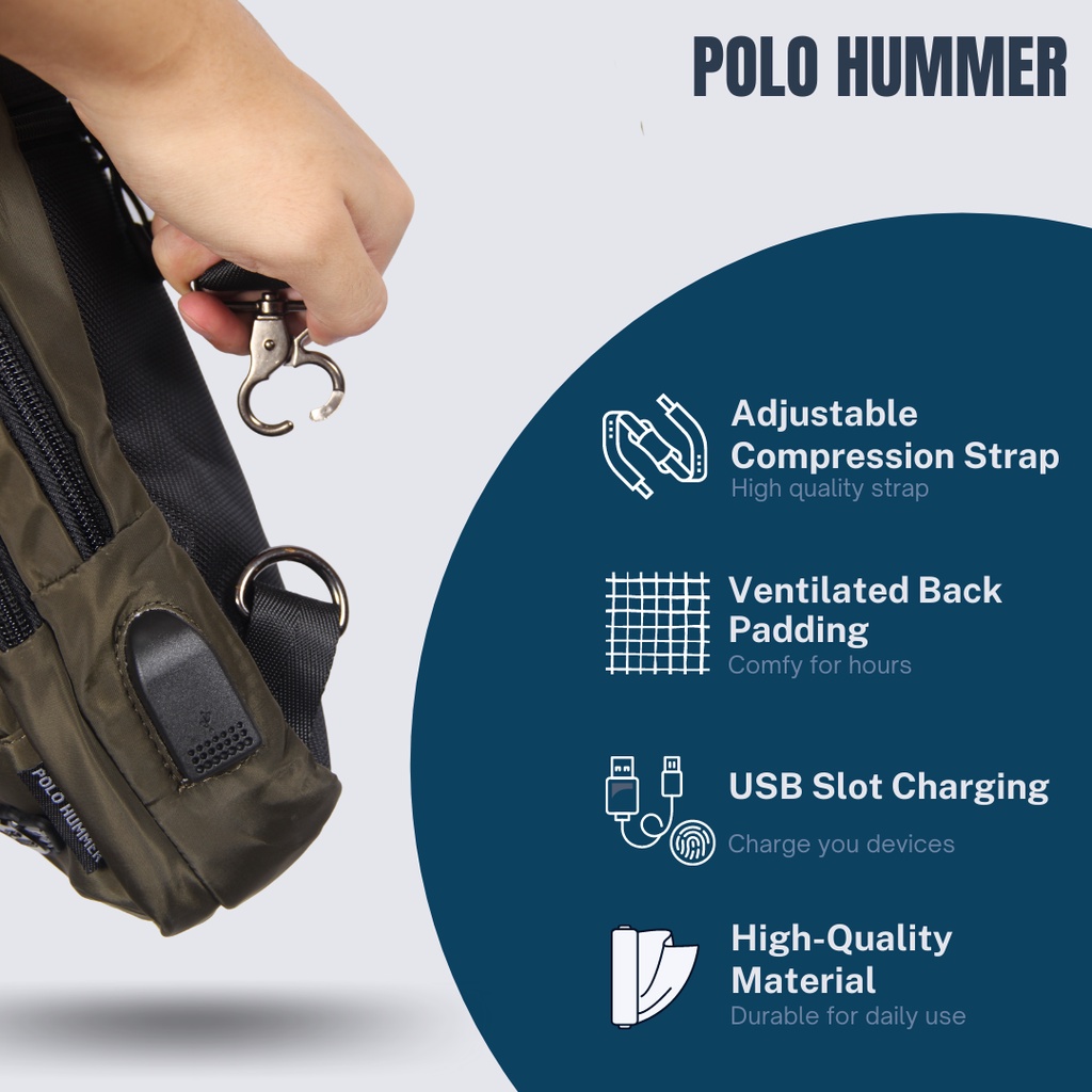 Tas Selempang Pria Crossbody - Men's Slingbag Splashproof POLO HUMMER