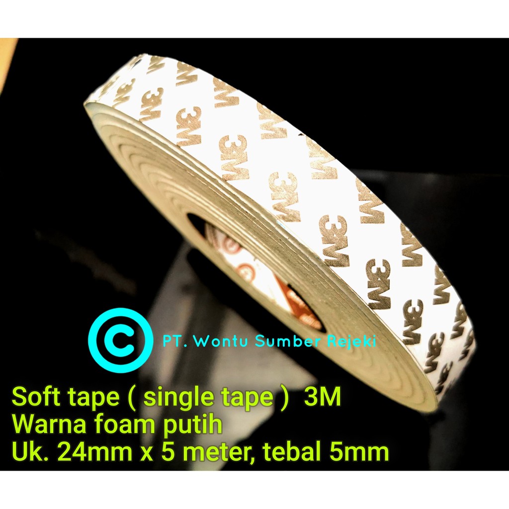 Soft Tape - Single Tape Putih 3M uk. 24 mm x 5 Meter , tebal 5mm