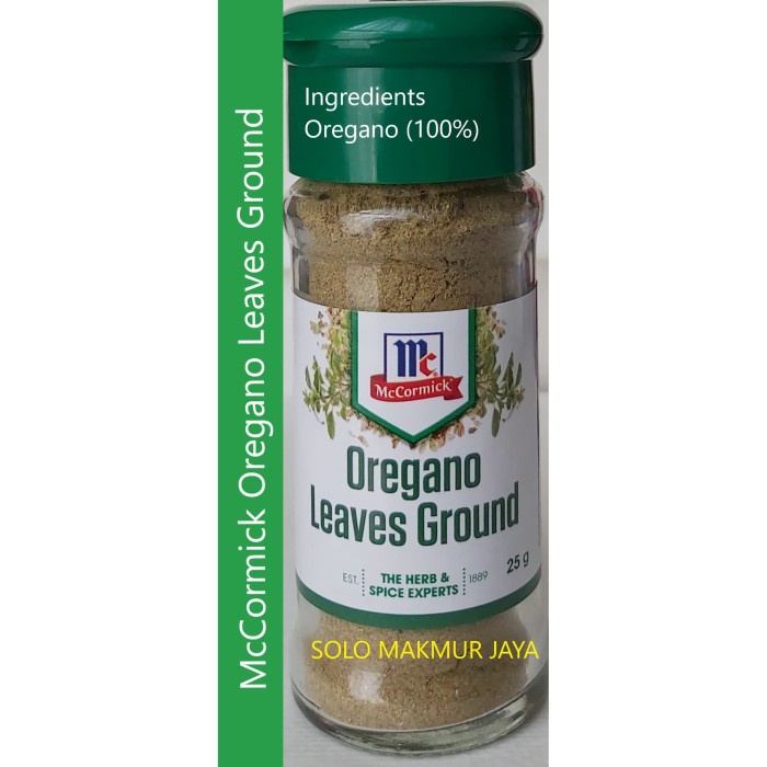 

Marhies- Mccormick Mc Cormick Oregano Leaves Ground Bumbu Bubuk 25 G