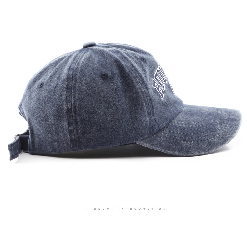 HATSAVENUE-225 Baseball Cap Model Wash Denim Luntur Bordir Route 66 Katun Keren