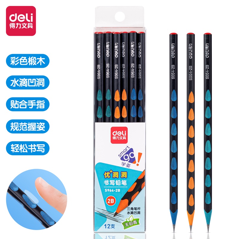 

Deli Graphite Pencil / Pensil Kayu Warna-warni 2B Isi 12pcs/Pack Nyaman Digenggam S964