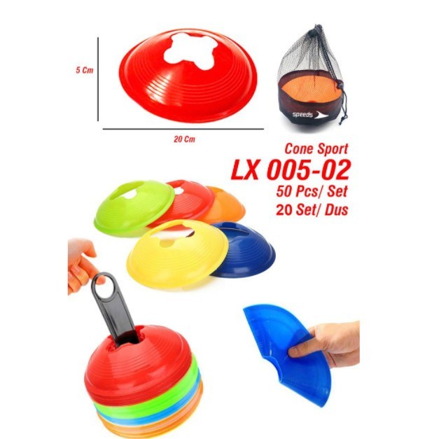 CONE LX005-1 - CONES MANGKOK KECIL MOTIF BULAT POLOS ALAT LATIHAN OLAHRAGA 1 SET ISI 50 PCS