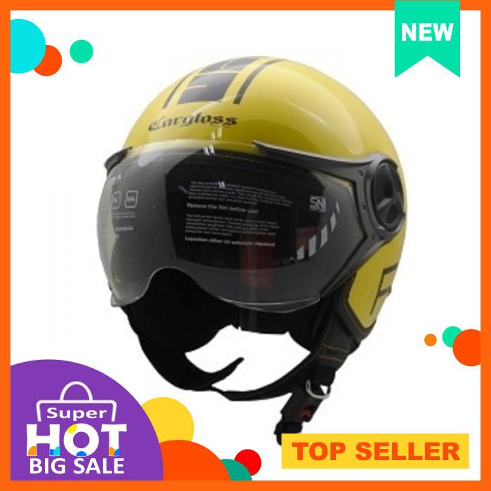 CARGLOSS YR PROTECT HELM HALF FACE YELLOW BISA PAKAI KACAMATA KUNING, SIZE XL