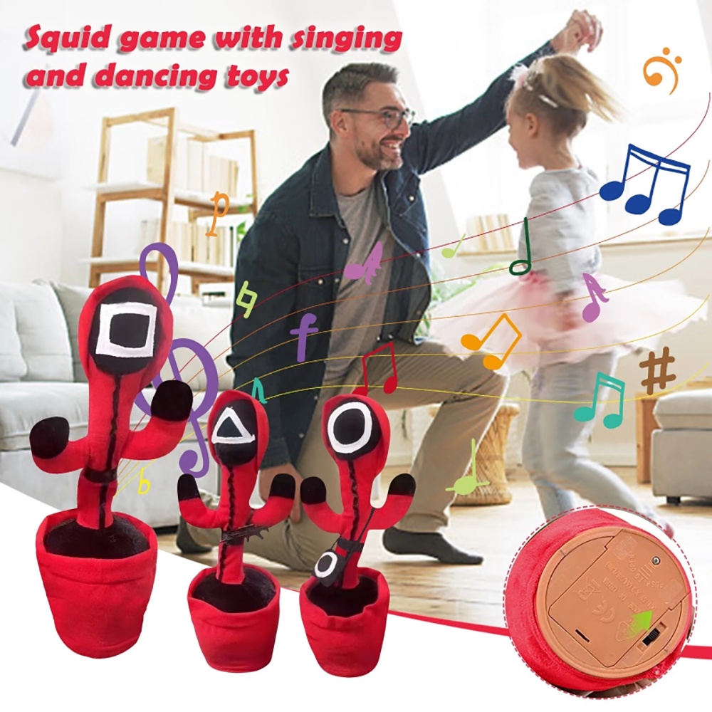 Dancing Cactus Squid Game Edition USB / Boneka Kaktus Squid Game Goyang Joget Bisa Bicara Rekam Suara