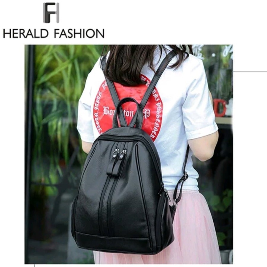 Tas RANSEL Wanita Kulit Asli KEREN Hitam Premium Leather / Tas Ransel Cewek