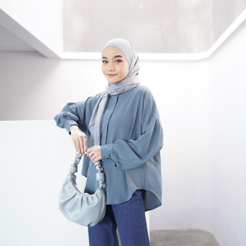 Cassey Kemeja Blouse Wanita Oversize Crinkle Airflow LD 120