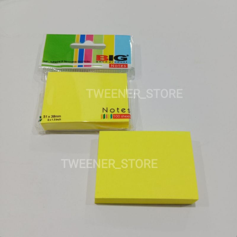 

BIG Stick Sticky Notes Kertas Memo 51x38mm (2x1.5inch) isi 100 Sheets/lembar | Warna Kuning