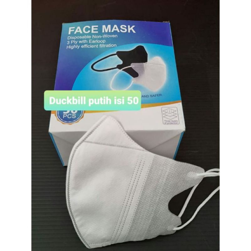 Jual Masker Duckbil Face Mask Duckbill Earloop Isi 50 Pcs | Shopee ...