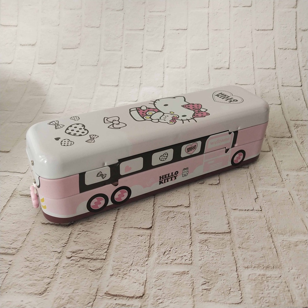 BABEE - TEMPAT PENSIL KOTAK PENSIL / PENCIL CASE HELLO KITTY / TEMPAT ALAT TULIS PINK MINIBUS