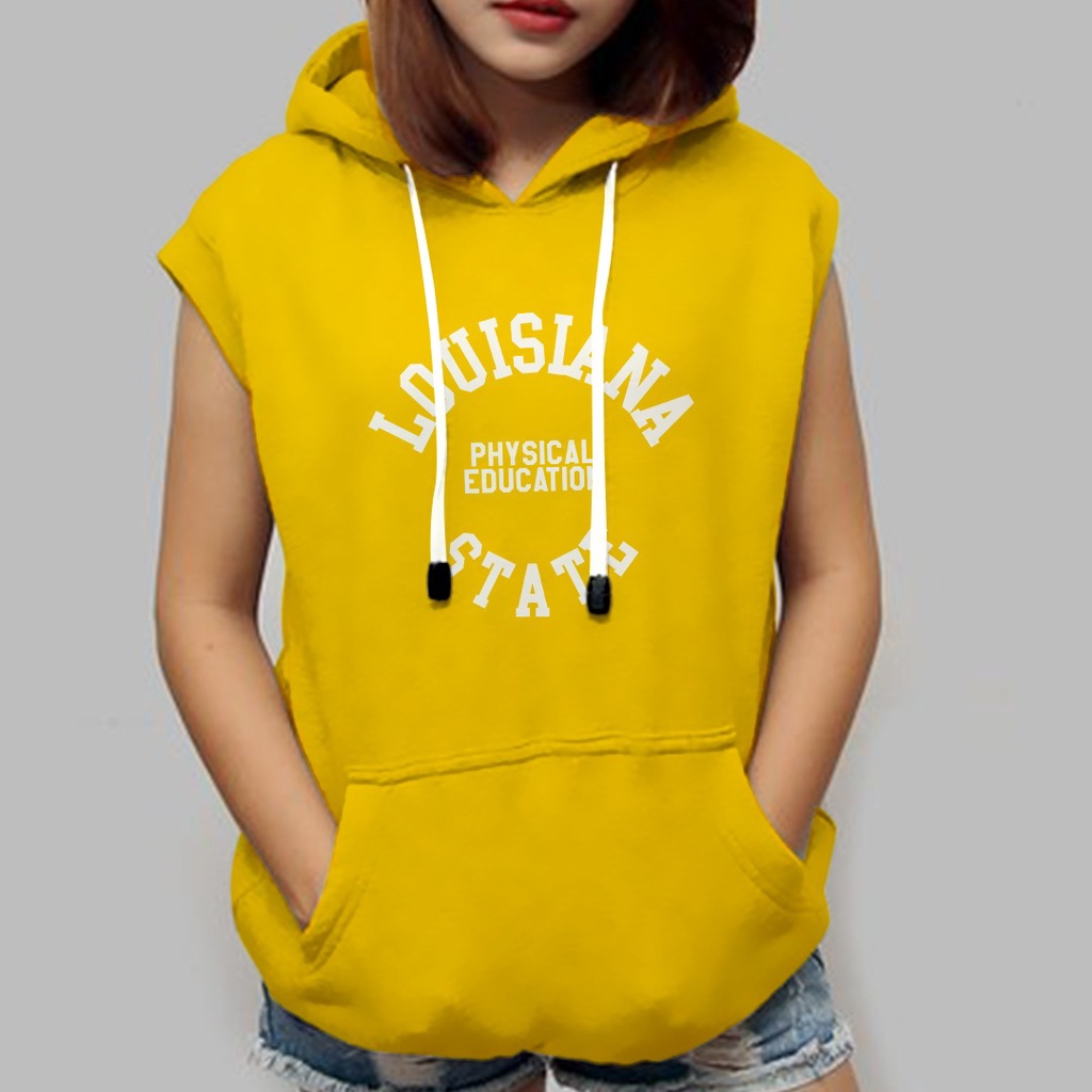 SLEEVELESS HOODIE LOUISIANA STATE ROMPI HOODIE WANITA KOREA  - VEST KEKINIAN PREMIUM