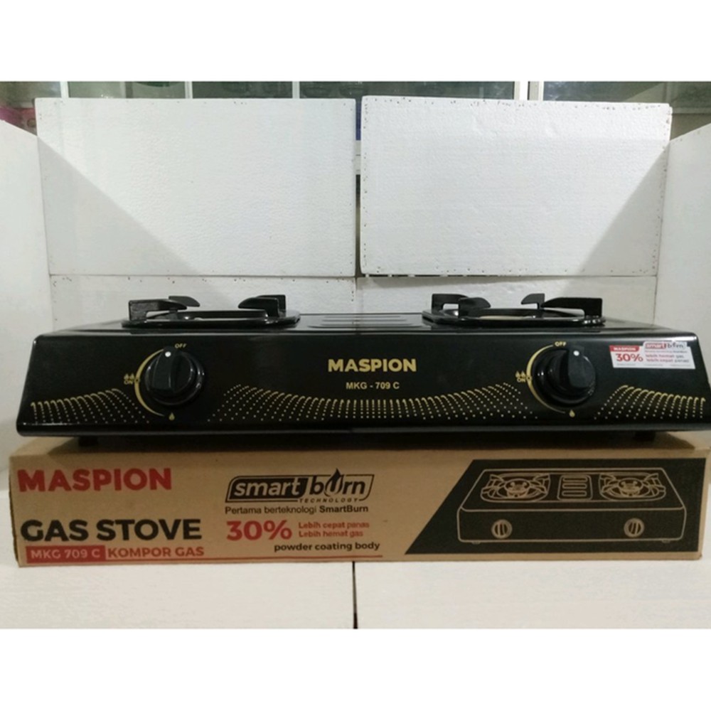 Maspion Kompor Gas Stove Double Burner Body Teflon 2 Tungku LPG MKG-709 C