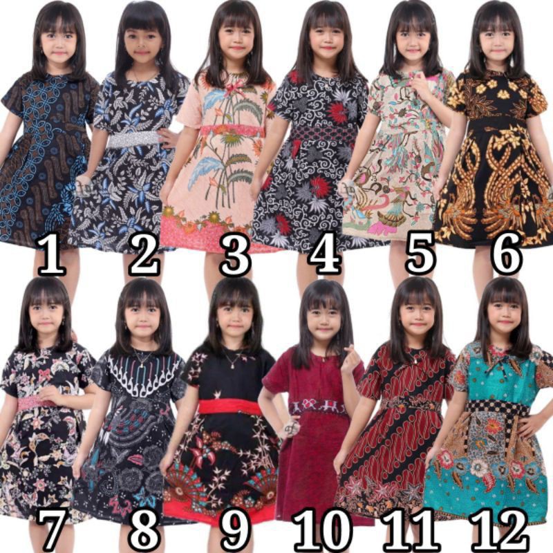 Dress batik Anak usia 2 sampai 10 Tahun - Motif batik bervariasi - batik Anak Harga