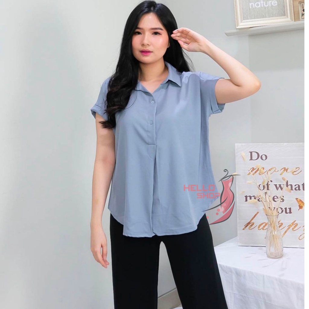 HELLOSHOP - ATASAN KEMEJA YORA WANITA BLOUSE FASHION CEWEK BAJU KEKINIAN PAKAIAN REMAJA ABG DEWASA