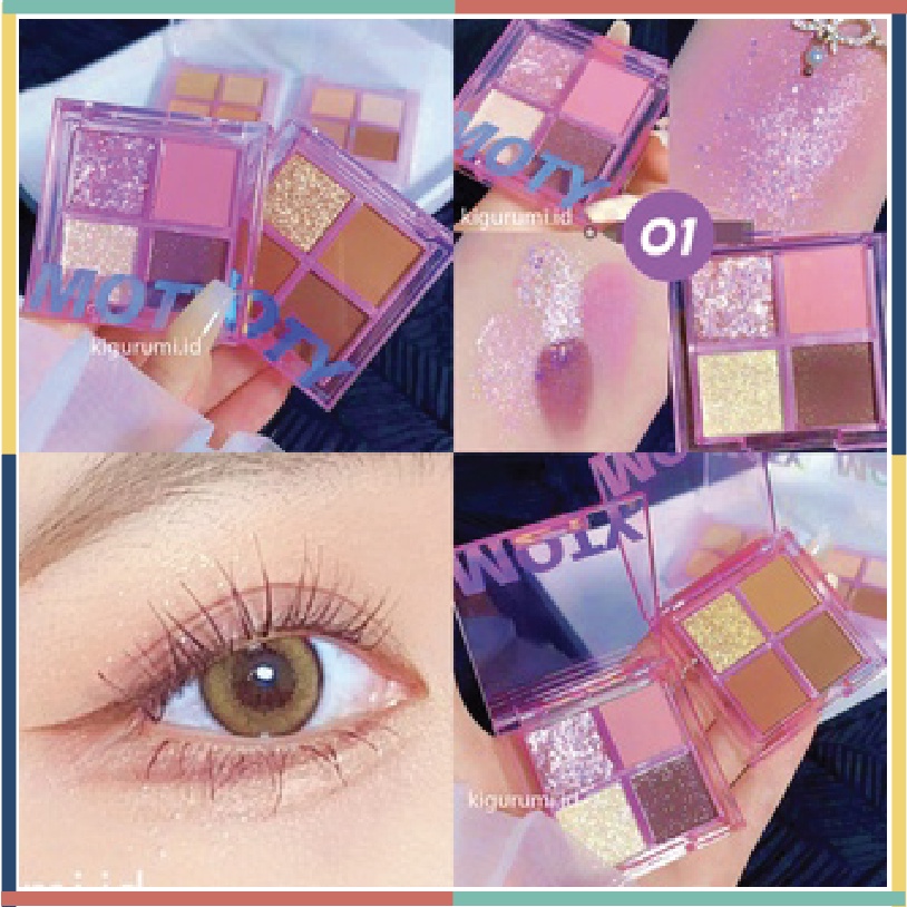 MOTY Eyeshadow 4 Warna Ungu Kombinasi Glitter Tahan Lama XX056