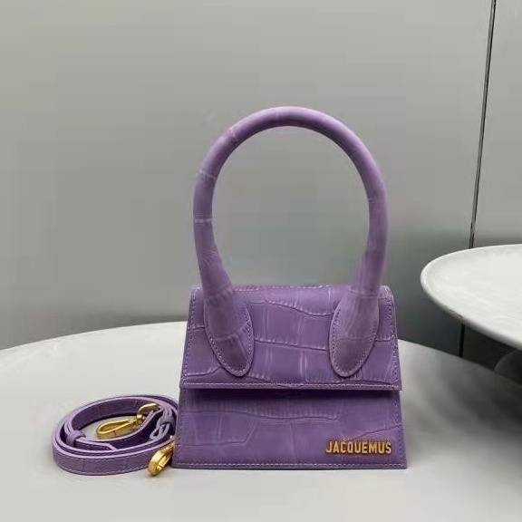 Original Jacquemus women's bag/medium croc-embossed suede tote/shoulder bag