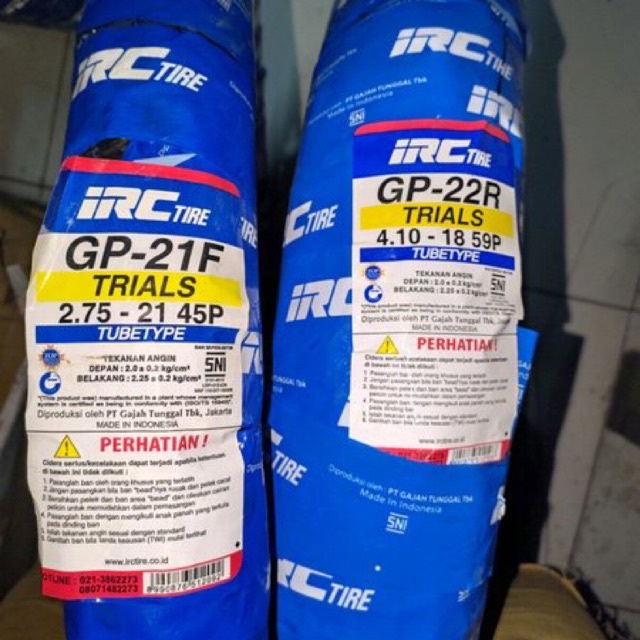 Ban Luar Trail KLX Set Depan Belakang 275 Ring 21 dan 410 Ring 18 GP21F - GP22 IRC