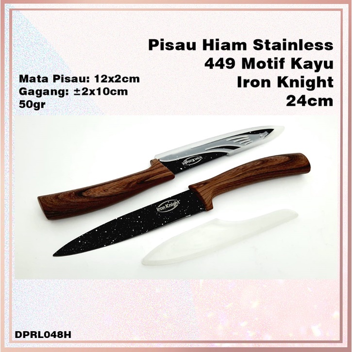 Pisau Dapur Hitam Stainless Motif Kayu 449 Iron Knight 24cm