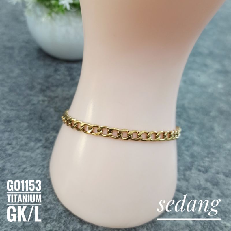 Gelang Titanium Rantai Polos Gold G01153