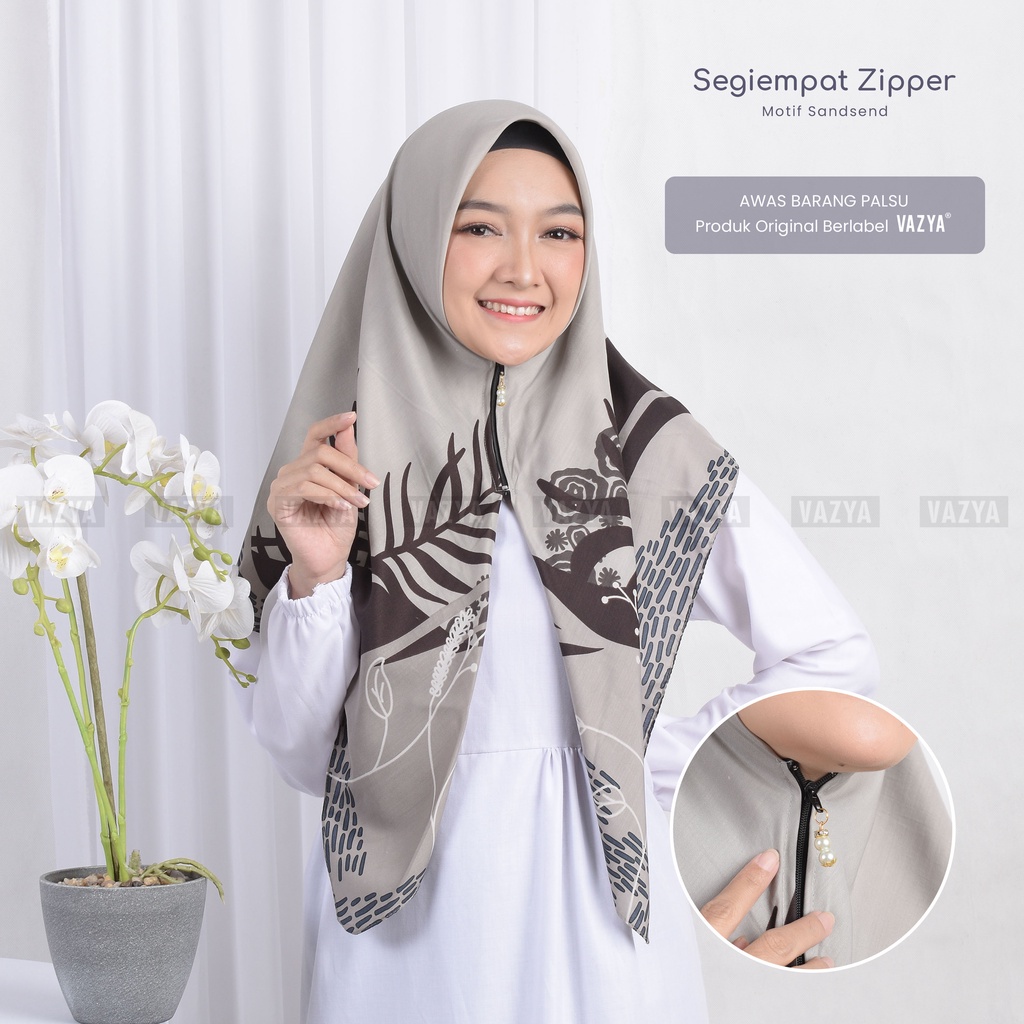 Hijab Instan Segiempat Zipper Motif Sandsend
